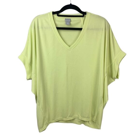 Chico's Pastel Yellow Dolman Short Sleeves Pullover Drapey Blouse Top Size L - Picture 1 of 7